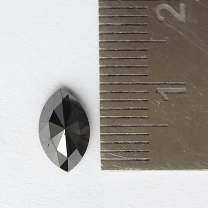 1.82 Carat Marquise Black Diamond, Heated Jet Black, 10mm Earth-Mined