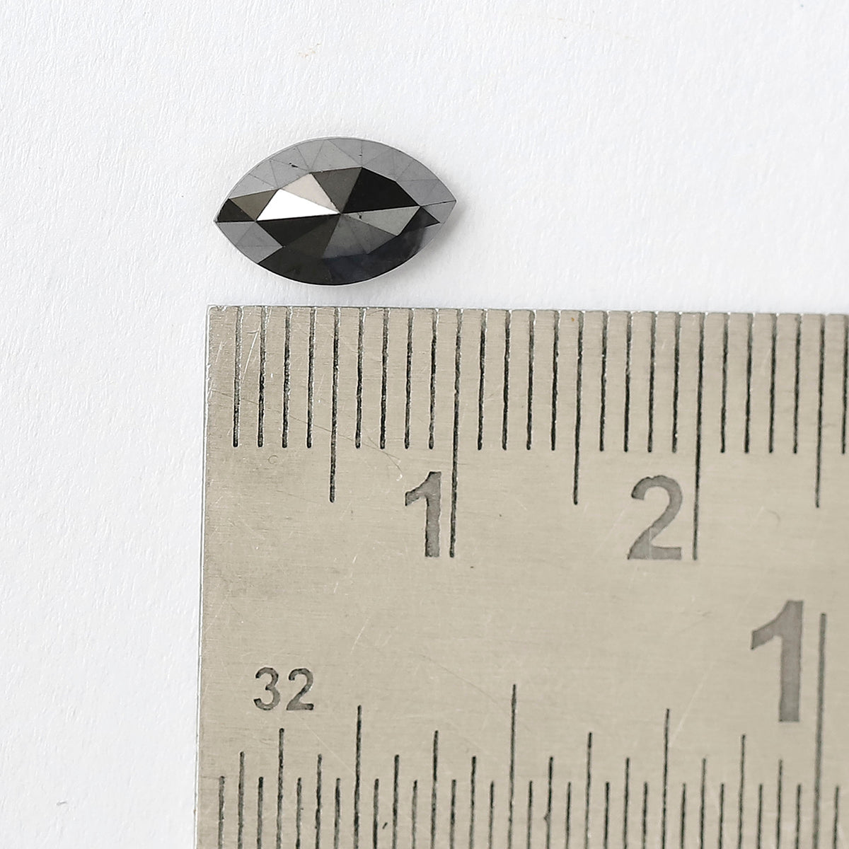 1.82 Carat Marquise Black Diamond, Heated Jet Black, 10mm Earth-Mined