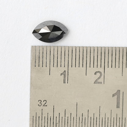 1.82 Carat Marquise Black Diamond, Heated Jet Black, 10mm Earth-Mined