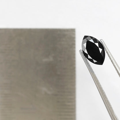 1.82 Carat Marquise Black Diamond, Heated Jet Black, 10mm Earth-Mined