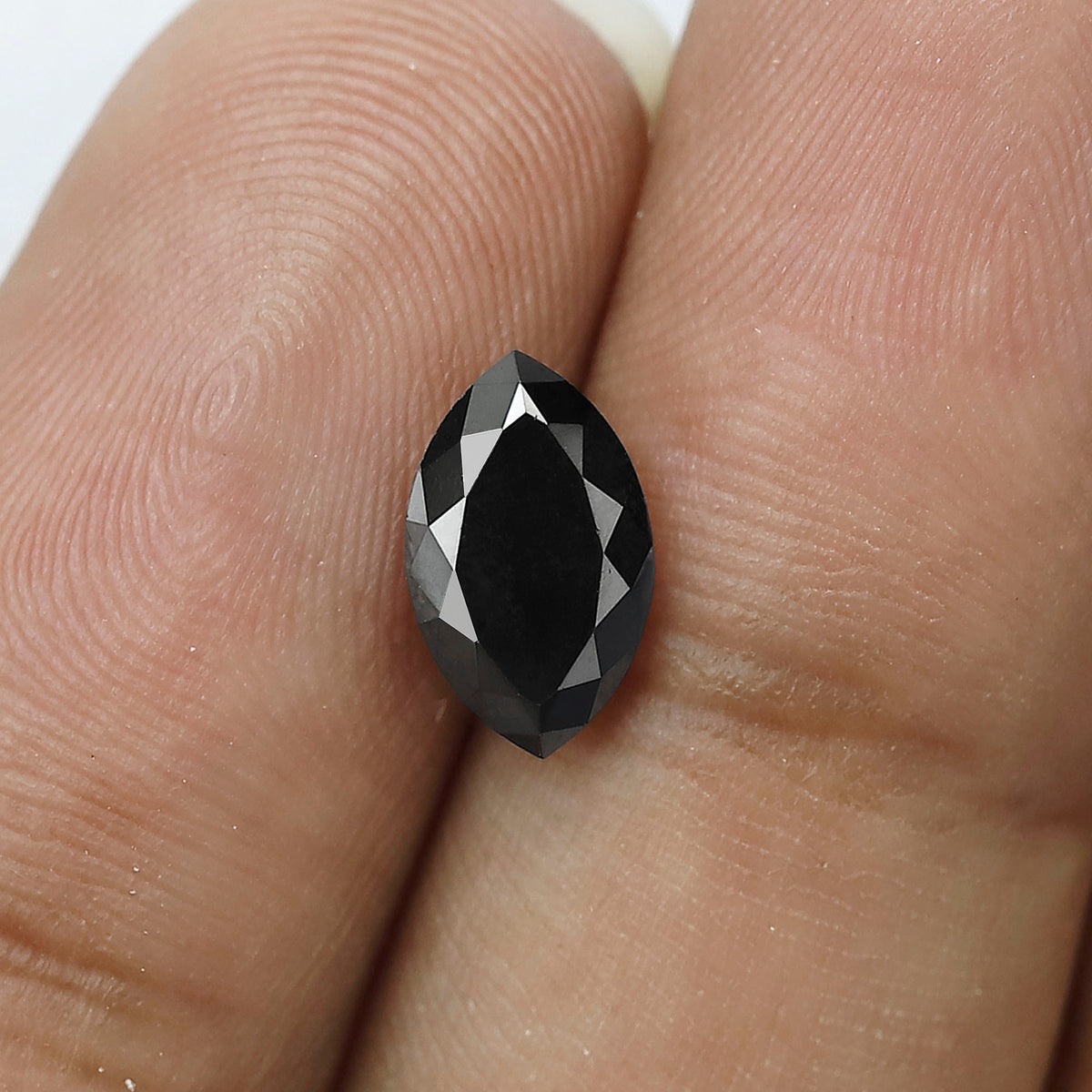 1.82 Carat Marquise Black Diamond, Heated Jet Black, 10mm Earth-Mined
