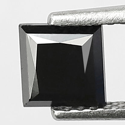 Princess Cut Black Diamond, 0.86 Carat, Heated, 5.00mm, Natural Earth-Mined