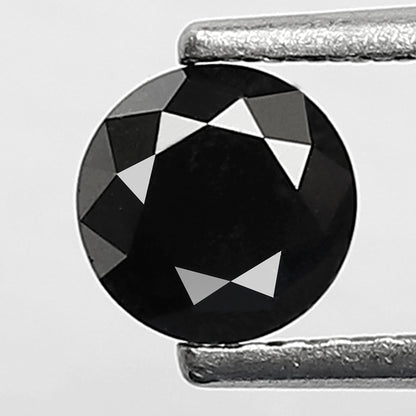 0.68 Carat Round Brilliant Cut Black Diamond, Heated Jet Black, Full Faceted