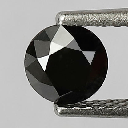 0.68 Carat Round Brilliant Cut Black Diamond, Heated Jet Black, Full Faceted