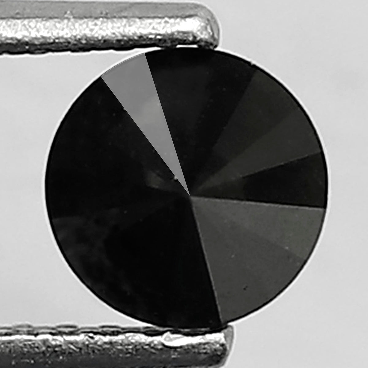 0.68 Carat Round Brilliant Cut Black Diamond, Heated Jet Black, Full Faceted