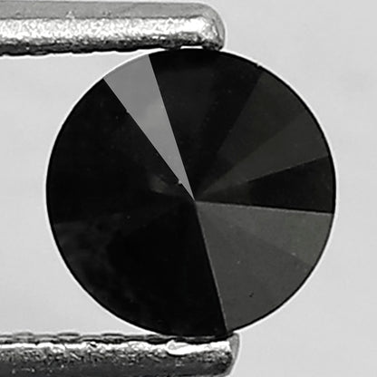 0.68 Carat Round Brilliant Cut Black Diamond, Heated Jet Black, Full Faceted