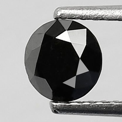 0.68 Carat Round Brilliant Cut Black Diamond, Heated Jet Black, Full Faceted