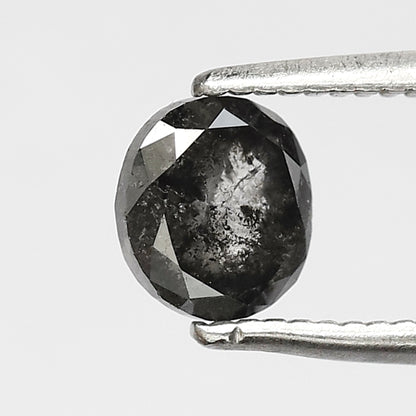0.93 CT 5.50 MM Oval Shape Black Grey Color Loose Natural Salt and pepper Diamond for her gift