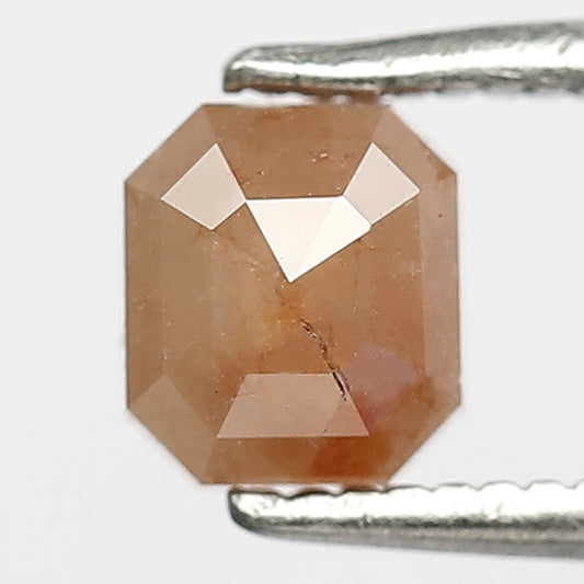 0.91 CT Emerald Shape Natural Diamond, Reddish Gray 5.40 CT Rustic Diamond For Engagement Ring