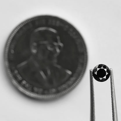 0.68 Carat Round Brilliant Cut Black Diamond, Heated Jet Black, Full Faceted