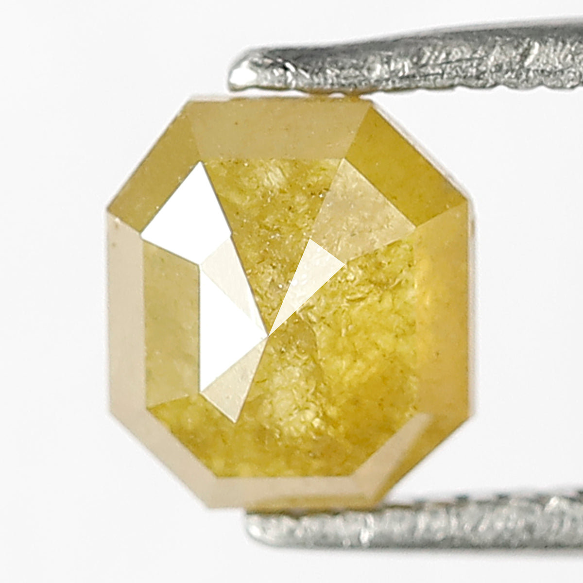 Natural Translucent 1.24 CT Asscher cut Diamond, 6.50 MM Yellowish Earth Mined Conflict Free Rustic Diamond
