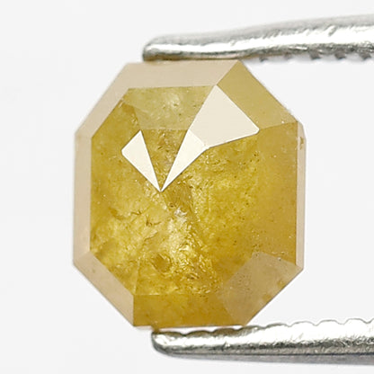 Natural Translucent 1.24 CT Asscher cut Diamond, 6.50 MM Yellowish Earth Mined Conflict Free Rustic Diamond