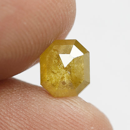 Natural Translucent 1.24 CT Asscher cut Diamond, 6.50 MM Yellowish Earth Mined Conflict Free Rustic Diamond