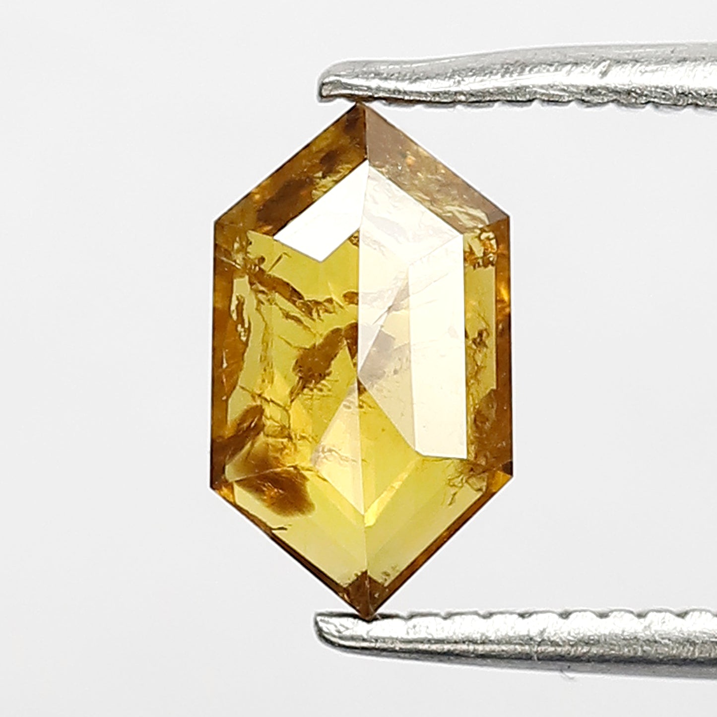 0.84 CT Hexagon Loose Diamond 8.5 MM Natural Yellow Rustic Diamond For Pendant