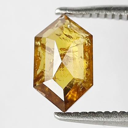 0.84 CT Hexagon Loose Diamond 8.5 MM Natural Yellow Rustic Diamond For Pendant