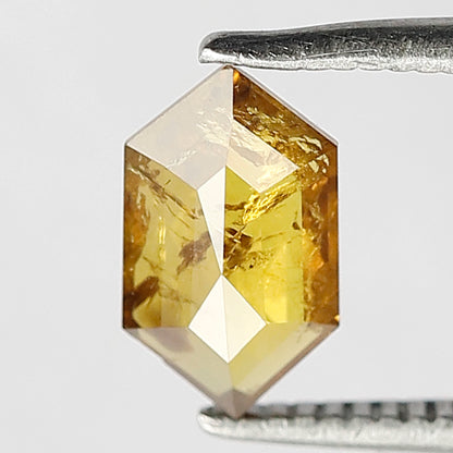 0.84 CT Hexagon Loose Diamond 8.5 MM Natural Yellow Rustic Diamond For Pendant