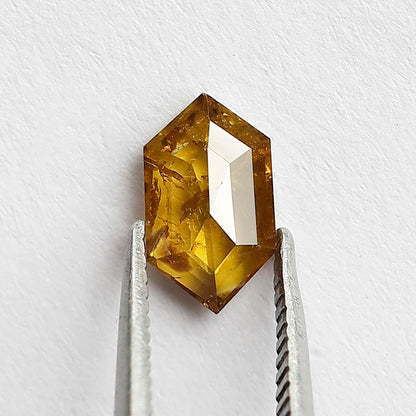 0.84 CT Hexagon Loose Diamond 8.5 MM Natural Yellow Rustic Diamond For Pendant