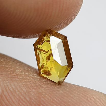 0.84 CT Hexagon Loose Diamond 8.5 MM Natural Yellow Rustic Diamond For Pendant