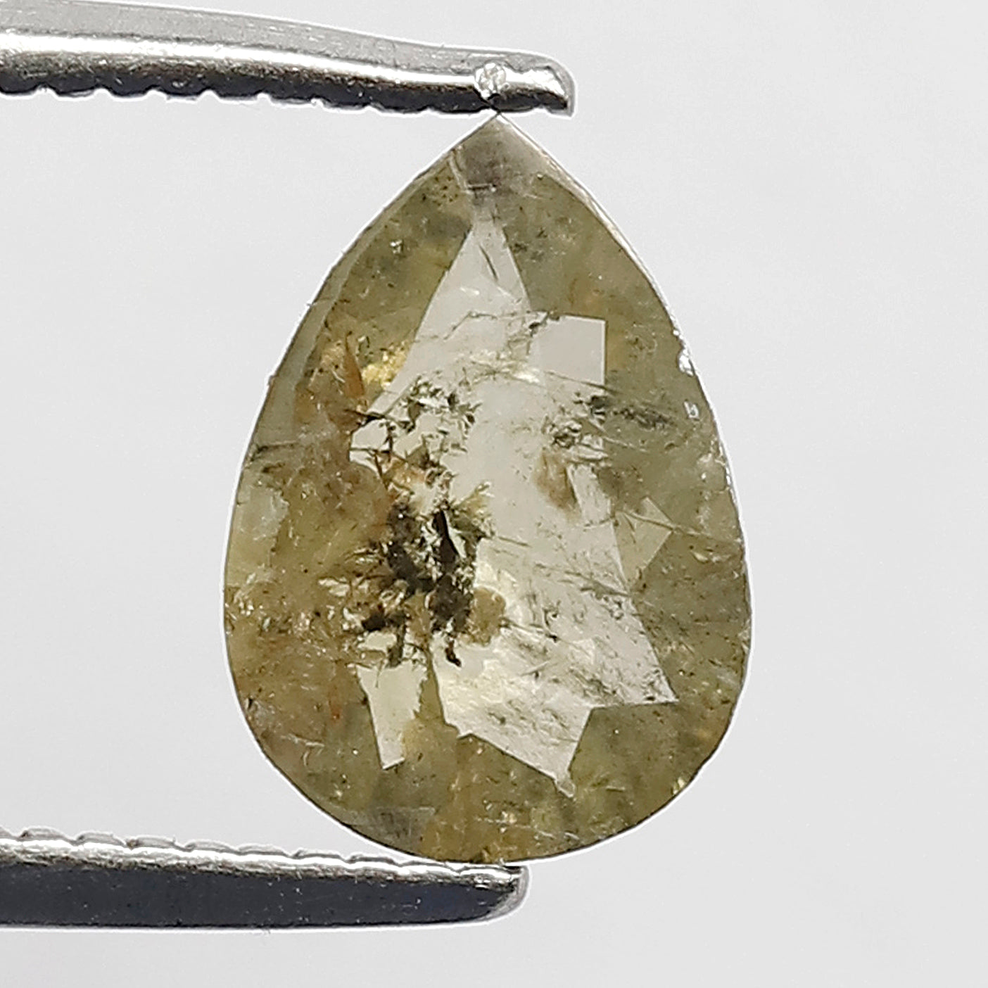 0.76 CT 8.7 MM Greenish Sparkling Faceted Pear Cut Natural Loose Diamond made for Vintage Shape Rings