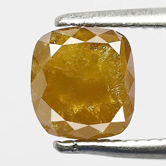 1.20 CT Natural Cushion cut Rustic Diamond, 5.90 MM Ethical Mustered Yellow Loose Diamond