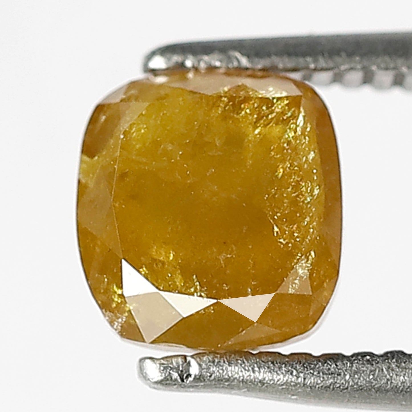 1.20 CT Natural Cushion cut Rustic Diamond, 5.90 MM Ethical Mustered Yellow Loose Diamond