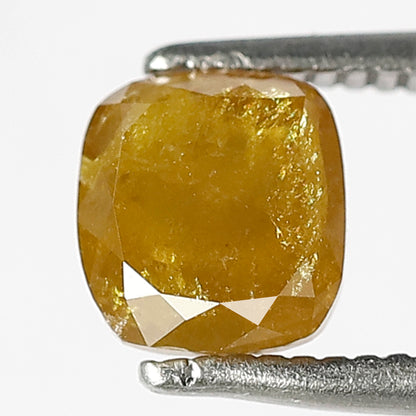 1.20 CT Natural Cushion cut Rustic Diamond, 5.90 MM Ethical Mustered Yellow Loose Diamond