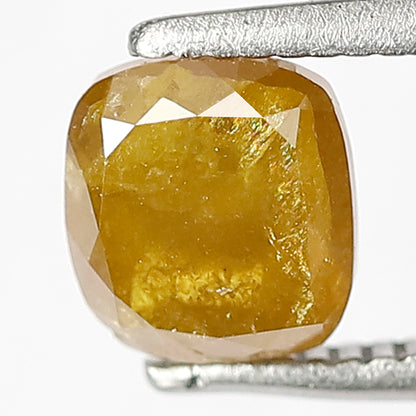 1.20 CT Natural Cushion cut Rustic Diamond, 5.90 MM Ethical Mustered Yellow Loose Diamond