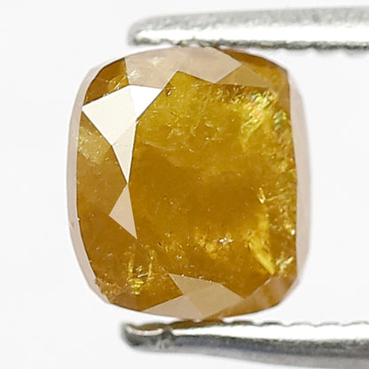 1.20 CT Natural Cushion cut Rustic Diamond, 5.90 MM Ethical Mustered Yellow Loose Diamond