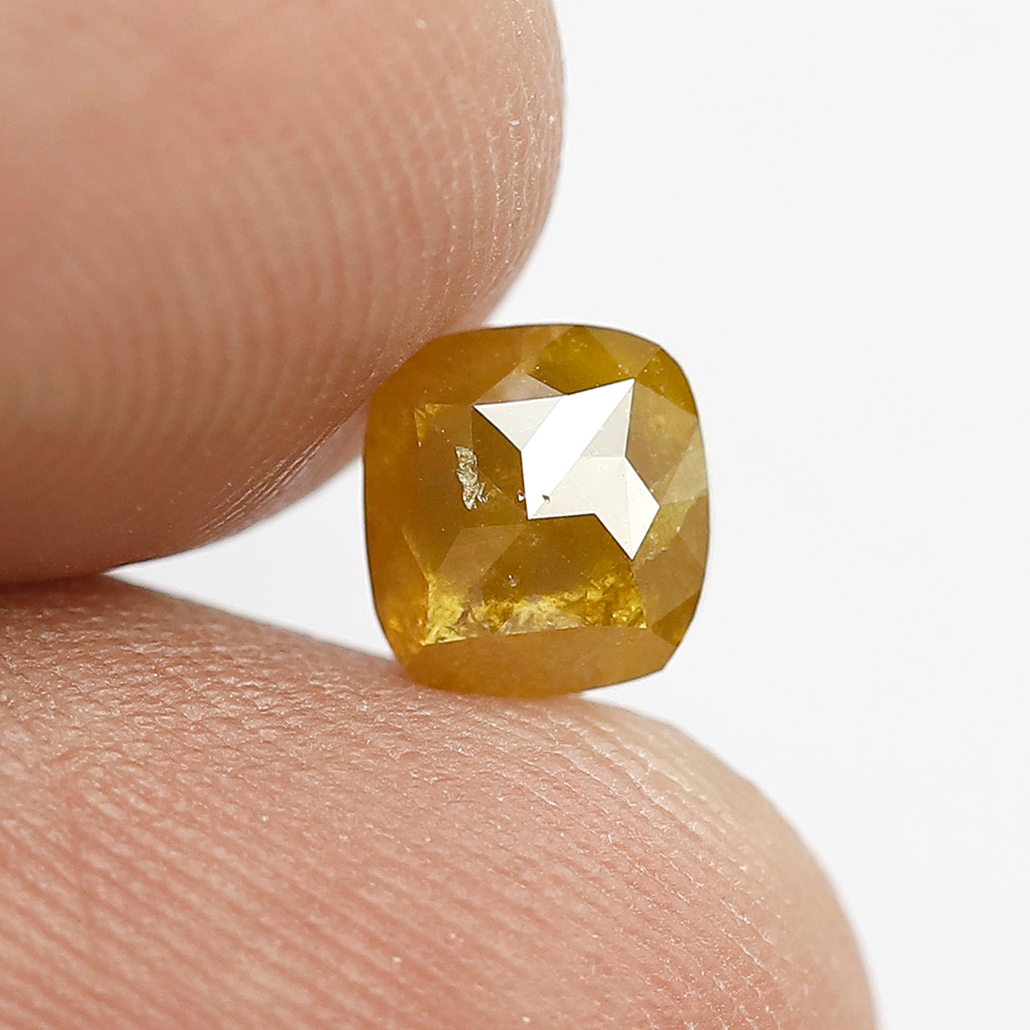 1.20 CT Natural Cushion cut Rustic Diamond, 5.90 MM Ethical Mustered Yellow Loose Diamond