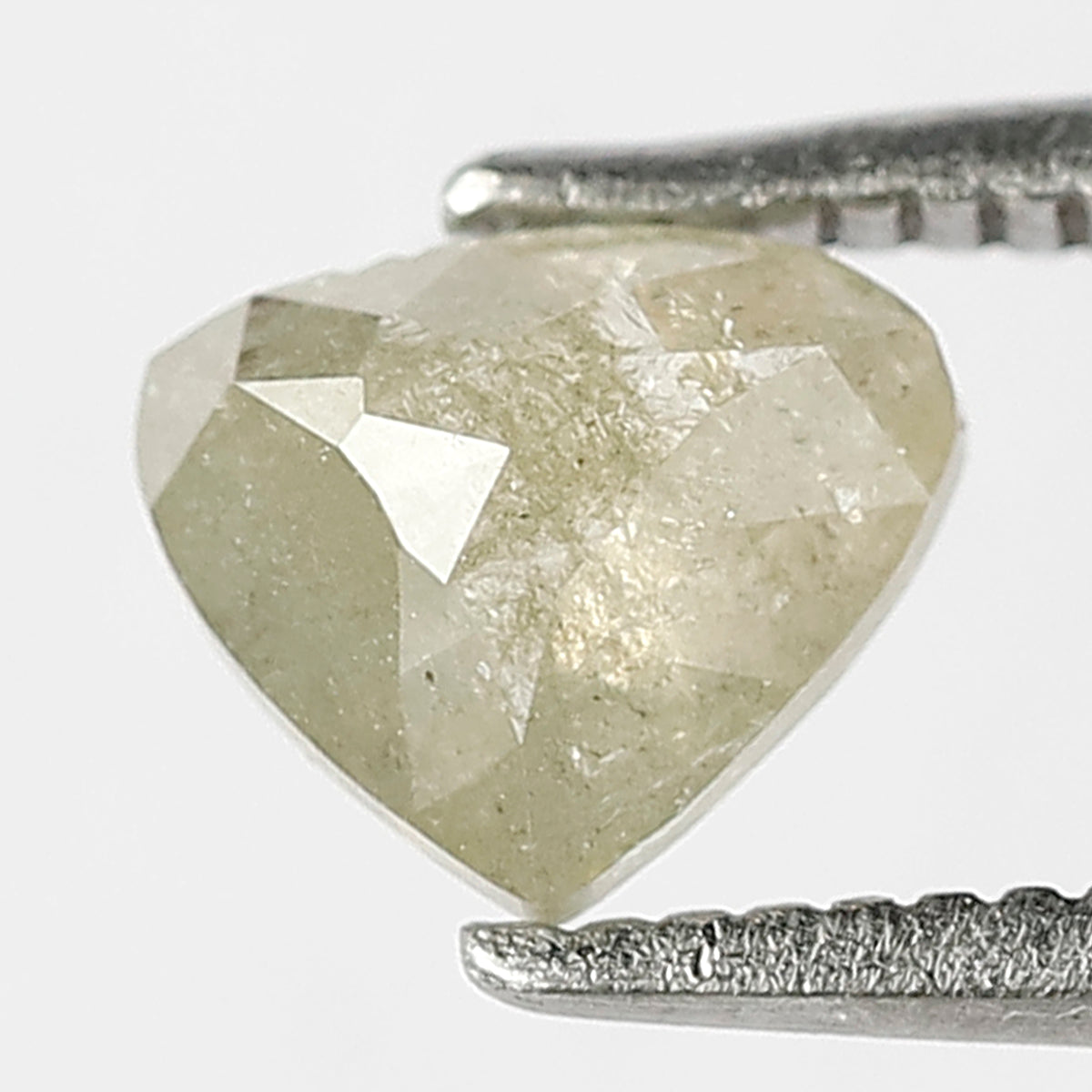 0.67 CT Heart Shape Conflict Free Diamond, Natural Grayish Green 5.40 MM Translucent Rustic Diamond