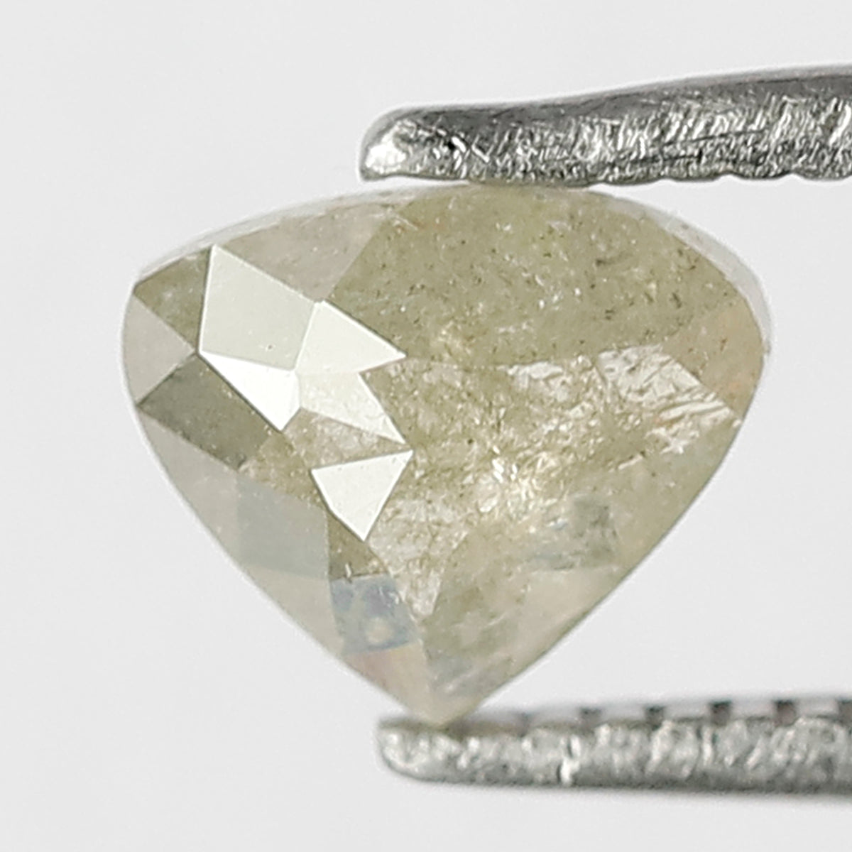 0.67 CT Heart Shape Conflict Free Diamond, Natural Grayish Green 5.40 MM Translucent Rustic Diamond