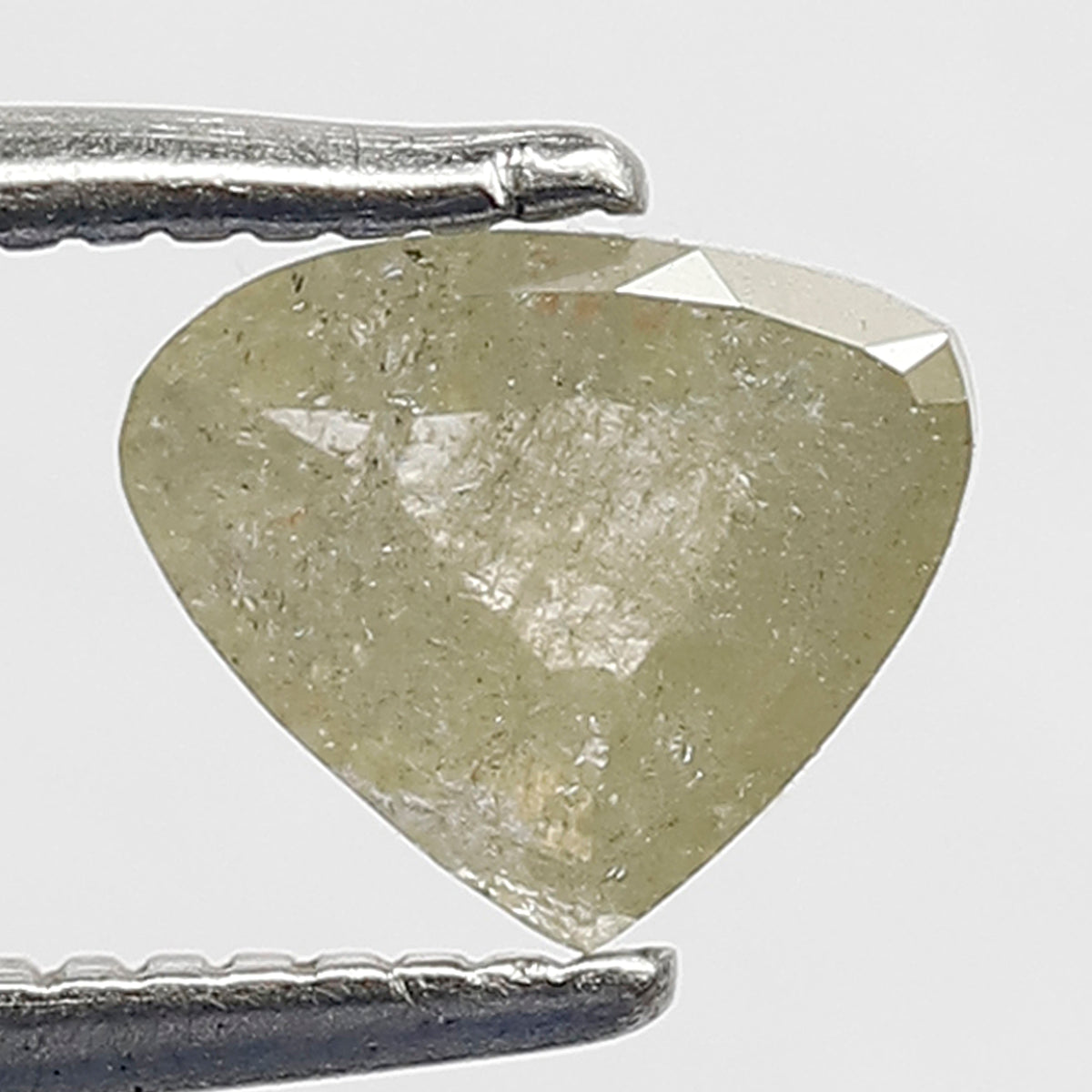 0.67 CT Heart Shape Conflict Free Diamond, Natural Grayish Green 5.40 MM Translucent Rustic Diamond