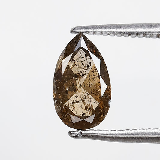 1.01 CT PEAR Shape Natural Loose Diamond, Champagne color salt and pepper Diamond, 8 mm Pear cut Diamond for making custom design pendents