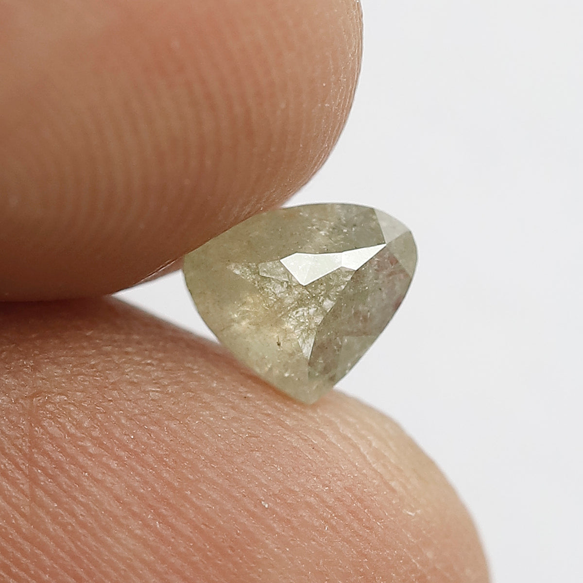 0.67 CT Heart Shape Conflict Free Diamond, Natural Grayish Green 5.40 MM Translucent Rustic Diamond