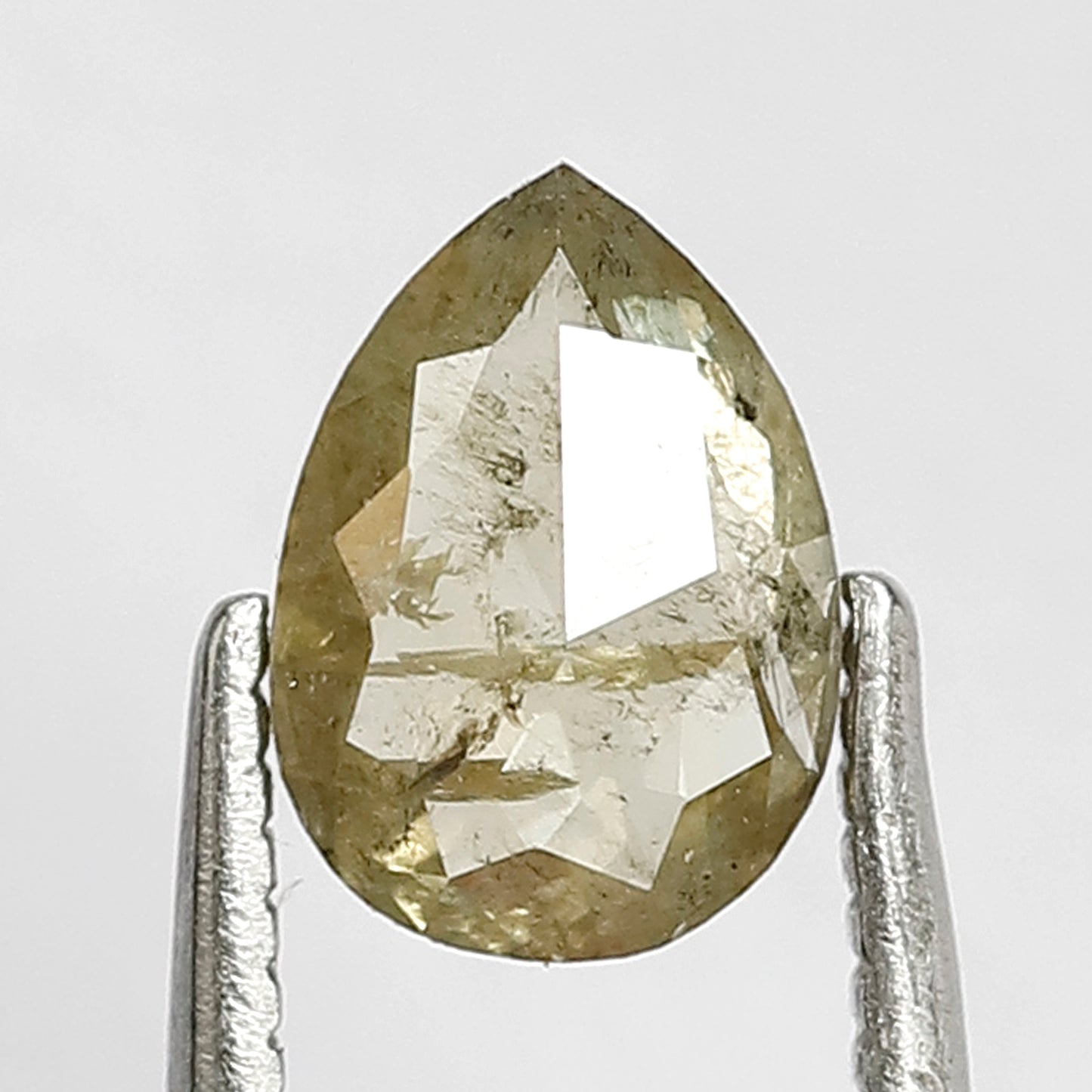 0.63 CT 7.3 MM Unique Pear Cut Salt and Pepper Loose Diamond Greenish Color Suitable for Bridal Moissanite Ring