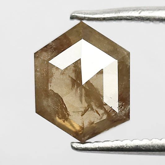 1.70 CT Natural Hexagon Loose Diamond, 8.2 MM Conflict Free Brownish Rustic Diamond For Pendant and Birthday Gift