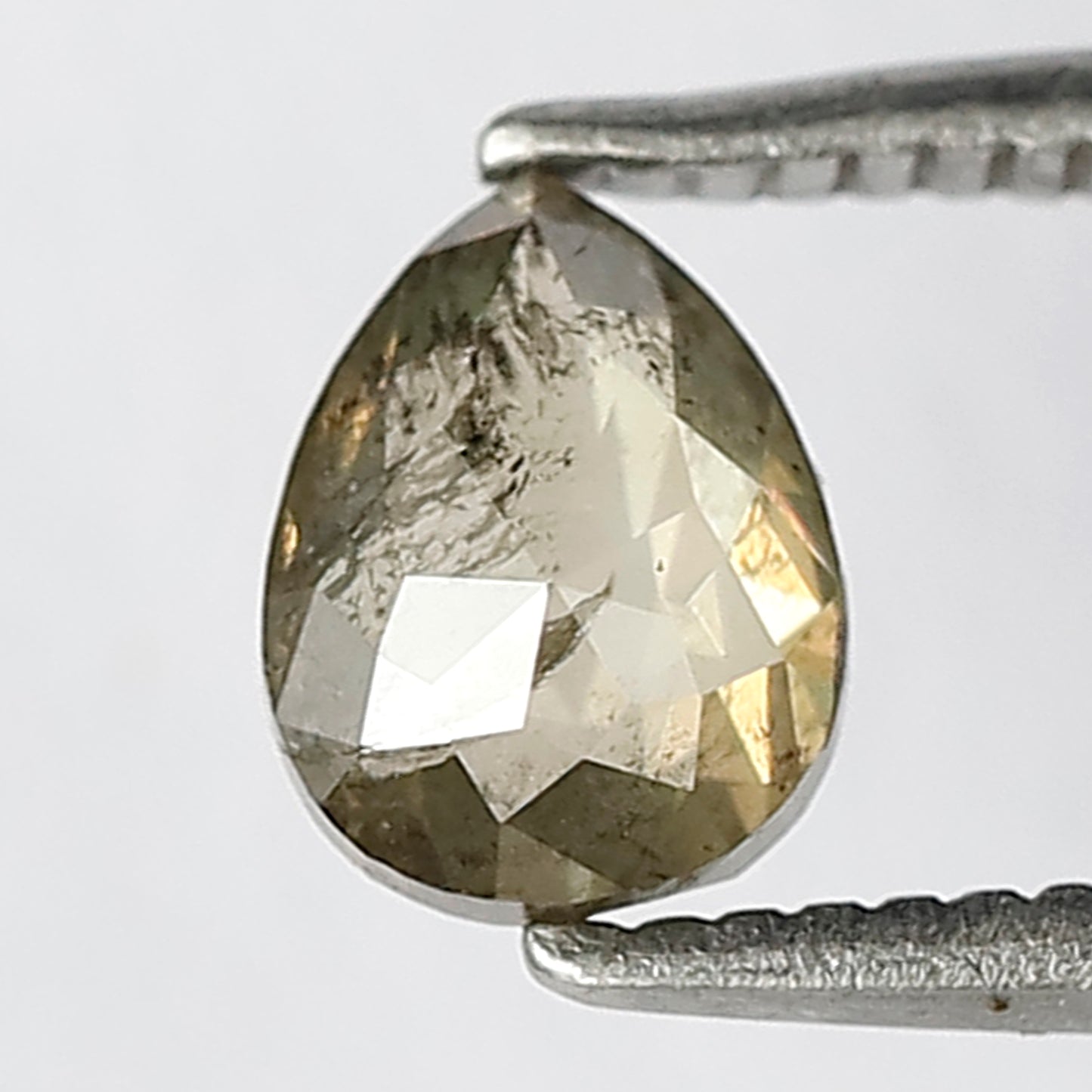 0.66 CT Pointed Pear Cut Salt and Pepper Brownish Green Sparkling Faceted Natural Loose Diamond made for Necklace