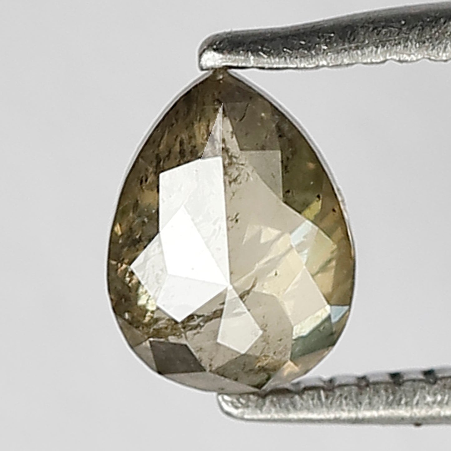 0.66 CT Pointed Pear Cut Salt and Pepper Brownish Green Sparkling Faceted Natural Loose Diamond made for Necklace