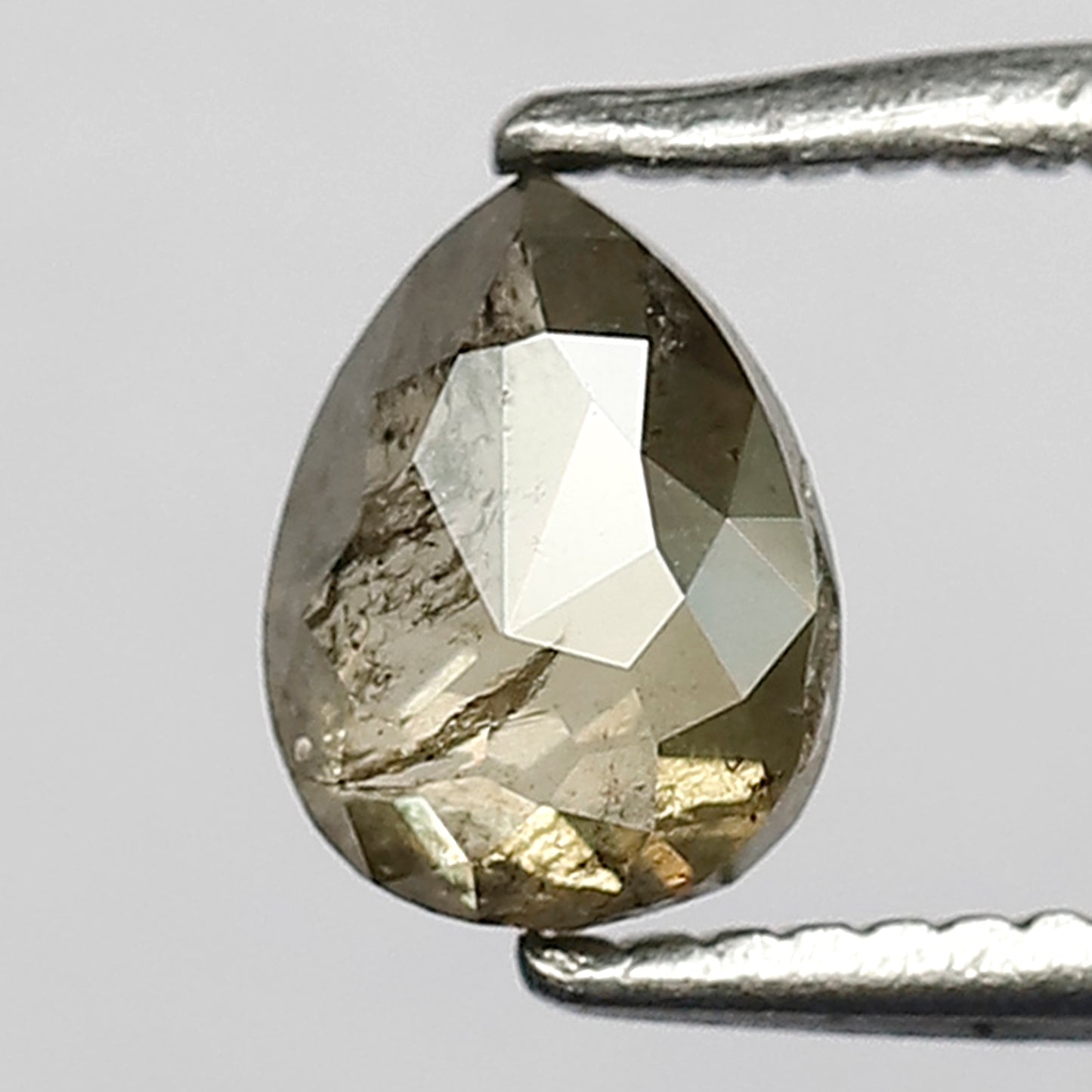 0.66 CT Pointed Pear Cut Salt and Pepper Brownish Green Sparkling Faceted Natural Loose Diamond made for Necklace