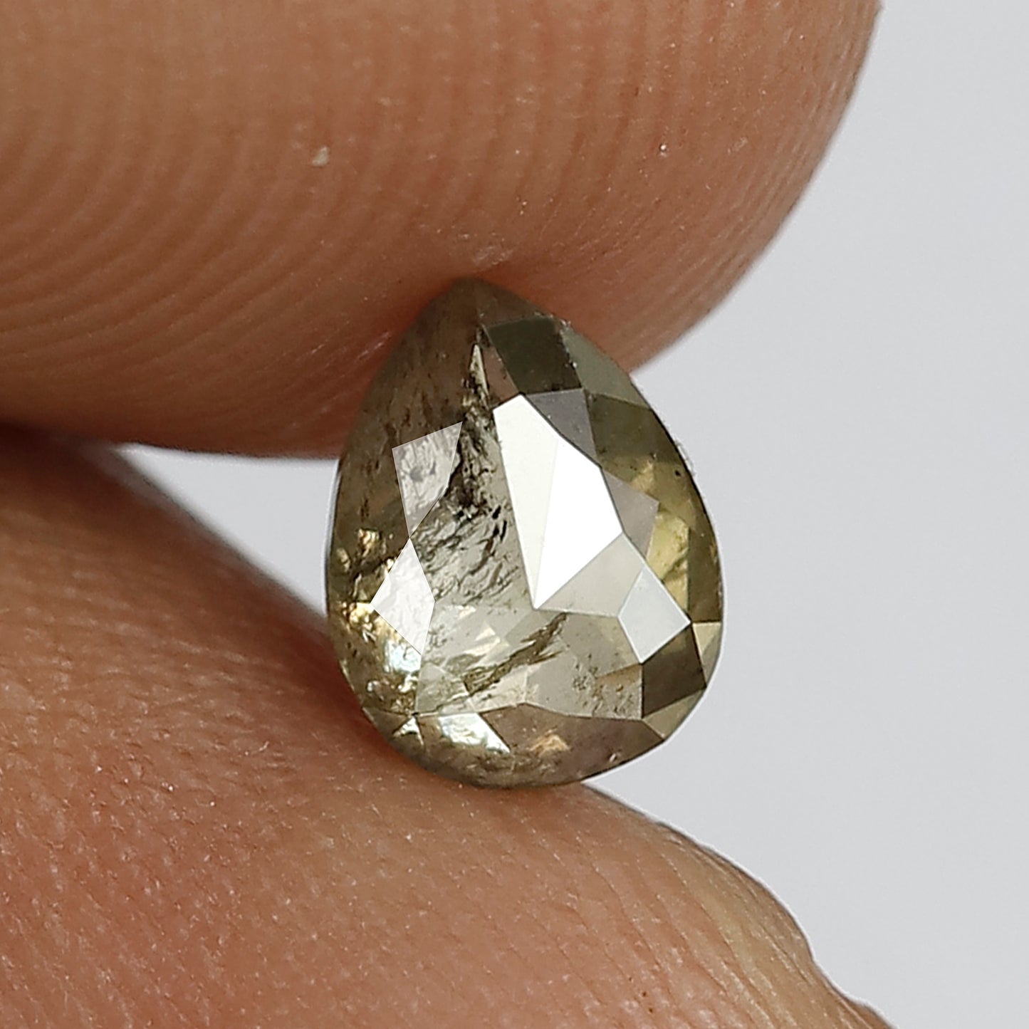 0.66 CT Pointed Pear Cut Salt and Pepper Brownish Green Sparkling Faceted Natural Loose Diamond made for Necklace