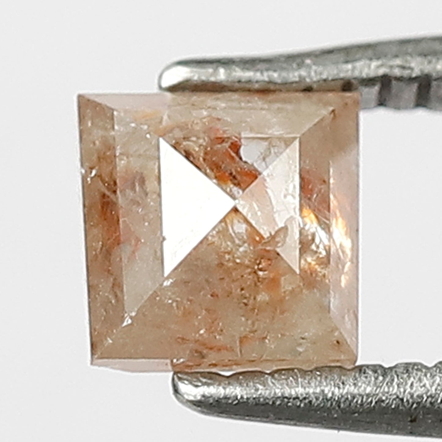 0.67 CT Square Cut Fancy Pink Color Salt and Pepper Beautiful Faceted Polished Back Rustic Diamond made for Rings and Bracelets