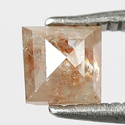 0.67 CT Square Cut Fancy Pink Color Salt and Pepper Beautiful Faceted Polished Back Rustic Diamond made for Rings and Bracelets