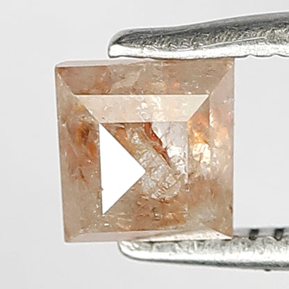 0.67 CT Square Cut Fancy Pink Color Salt and Pepper Beautiful Faceted Polished Back Rustic Diamond made for Rings and Bracelets