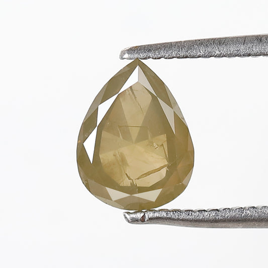 1.26 CT PEAR Shape Natural Loose Diamond, 7 mm Pear shape salt and pepper Diamond, Green color pear cut Diamond for making Prong Setting Ring