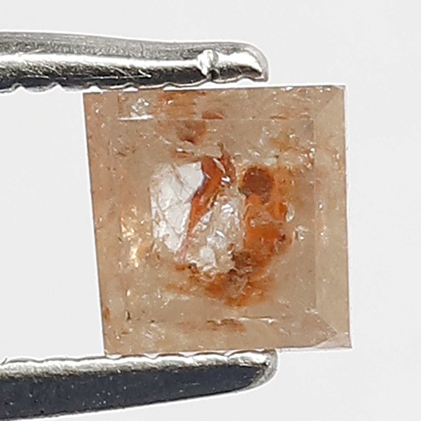 0.67 CT Square Cut Fancy Pink Color Salt and Pepper Beautiful Faceted Polished Back Rustic Diamond made for Rings and Bracelets