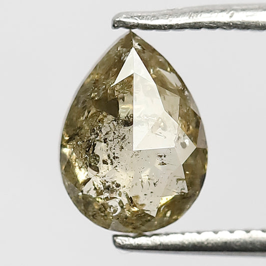 Natural 1.11 Ct Greenish Pear Diamond | 8 mm Translucent Rustic Loose Stone for Jewelry