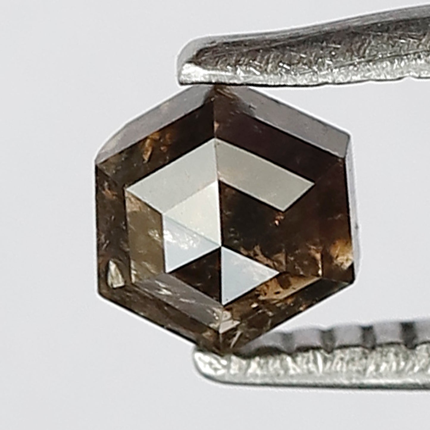 0.48 CT 4.7 MM Hexagon Shape Deep Brownish Salt and Pepper Rustic Loose Diamond for Delicate Rings and Necklaces