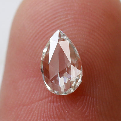 Pear Shape 0.58 Ct Rose Cut Diamond GH VS Clarity, Natural Loose Earth Mined Diamond for Bridal Ring, Fine Jewelry Stone