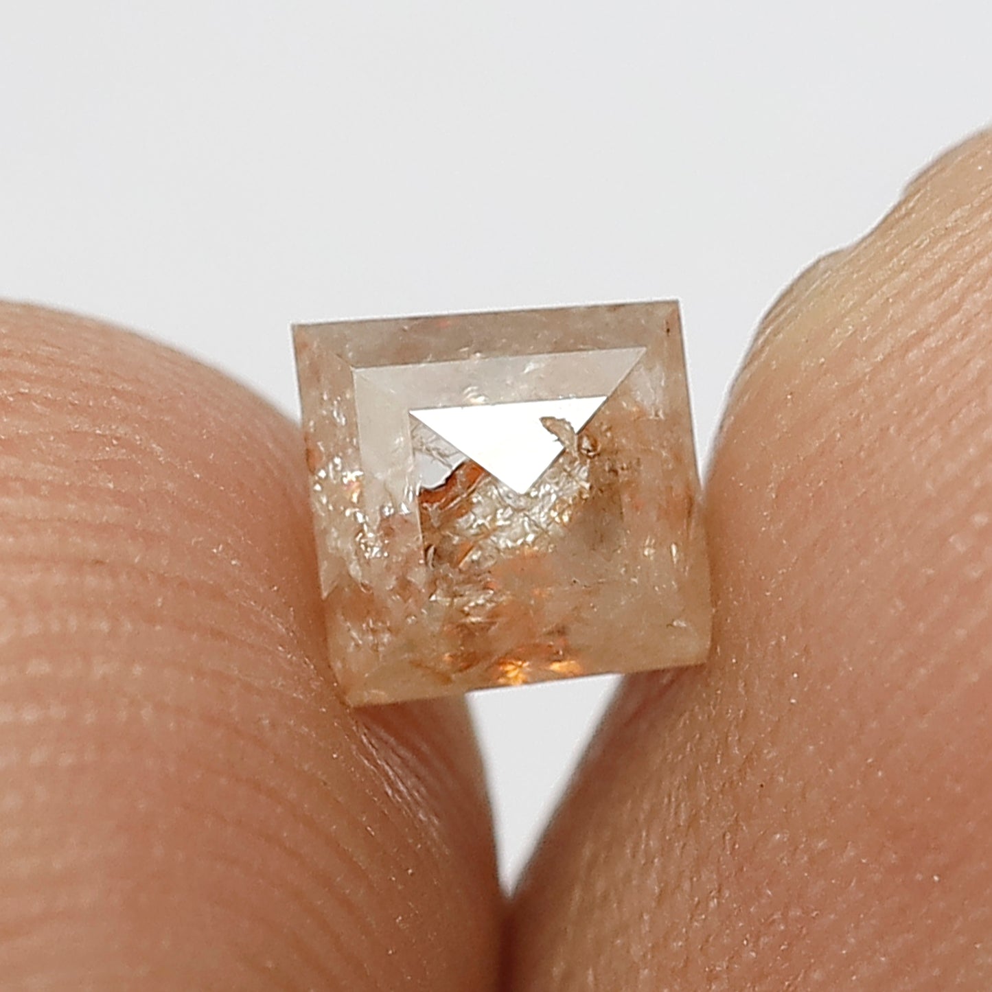 0.67 CT Square Cut Fancy Pink Color Salt and Pepper Beautiful Faceted Polished Back Rustic Diamond made for Rings and Bracelets