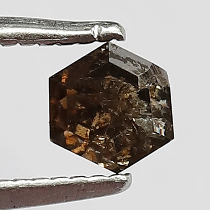 0.48 CT 4.7 MM Hexagon Shape Deep Brownish Salt and Pepper Rustic Loose Diamond for Delicate Rings and Necklaces